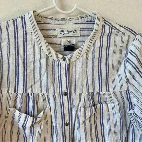 Madewell Long Sleeve Button Front Striped Blouse - Picture 2 of 6